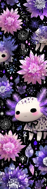 Free kawaii axolotl bookmark featuring a purple and white kawaii axolotl